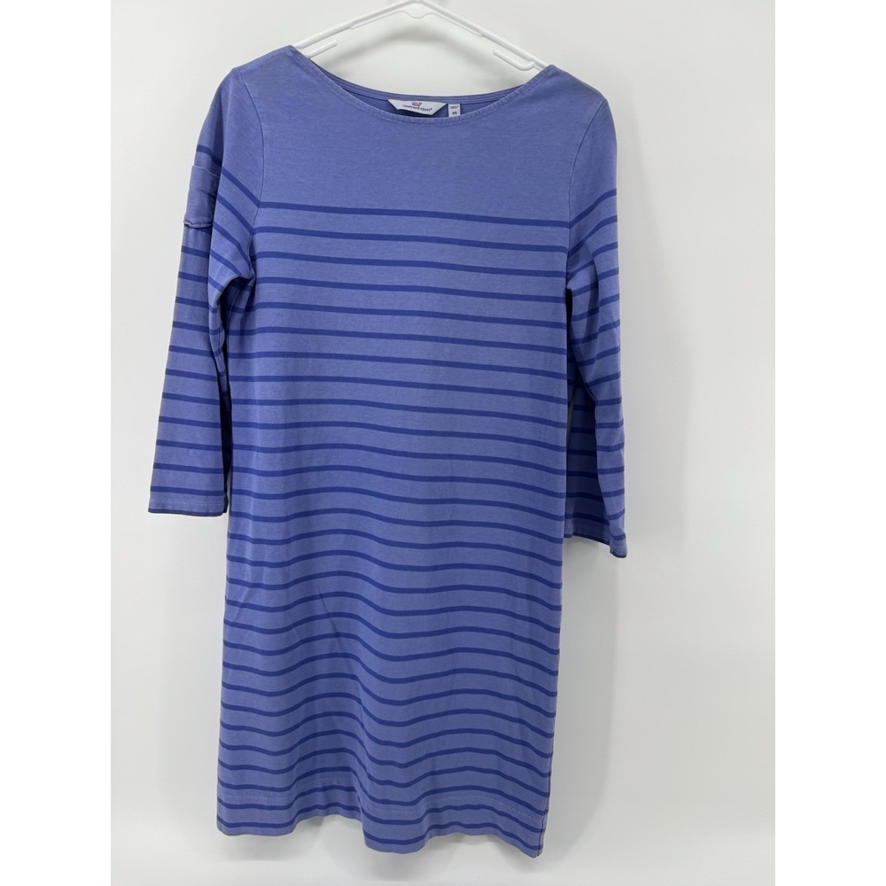 Vineyard Vines Tunic Dress XS Marlin Blue Garment Dye 3/4 Sleeve